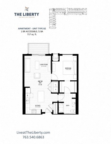 B1 Floor Plan at The Liberty Apartments & Townhomes, Minnesota, 55427